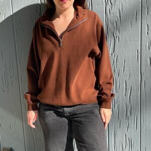 Scott Barber Pima Cotton Brown Quarter Zip Pullover Sweater Mens Medium